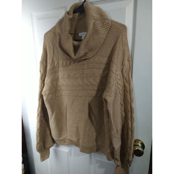 Charter Club Woman XL Sweater Brown Turtleneck Cable Knit Cabin Core - Picture 3 of 8